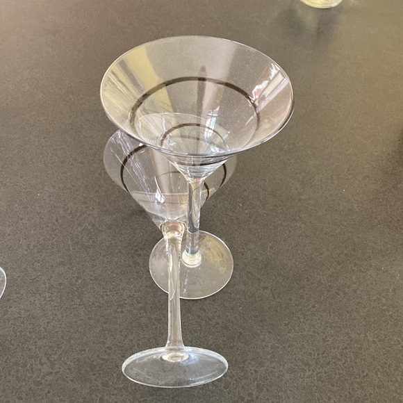 Pier 1 Martini Cocktail Cosmopolitan Drink Glass White Criss Cross Lines - Picture 2 of 3